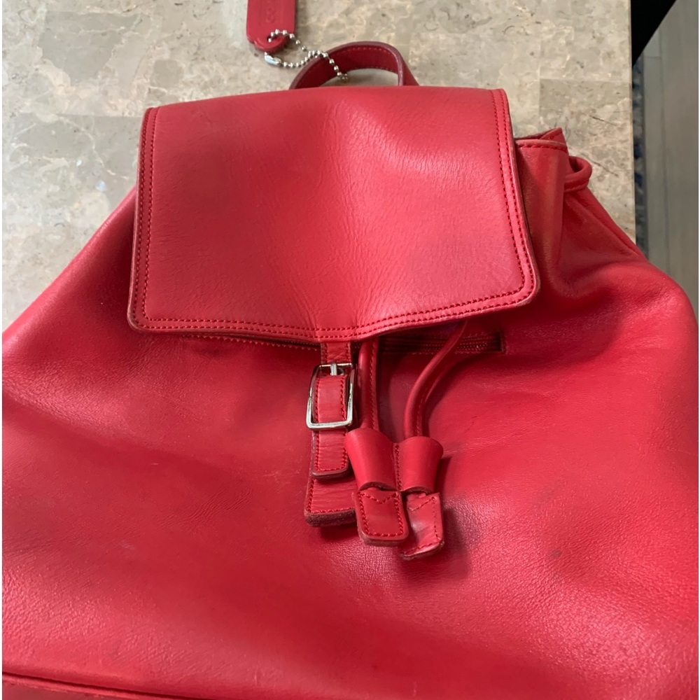 Coach Red Minimalist Leather Backpack